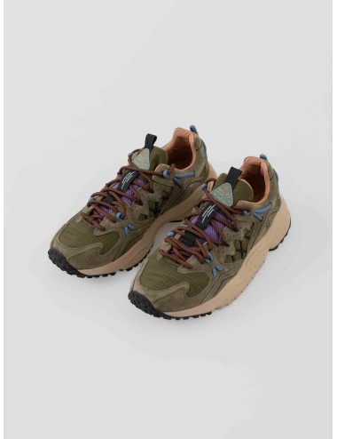 Zapatillas Flower Mountain Yamabushi Suede/Nylon en verde multicolor para hombre, suela de goma dentada - MARFRANC