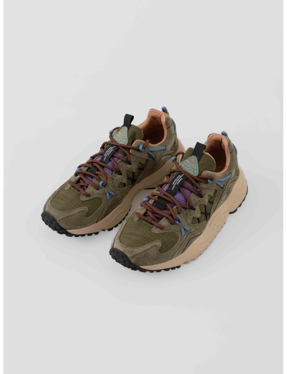 Zapatillas Flower Mountain Yamabushi Suede/Nylon en verde multicolor para hombre, suela de goma dentada - MARFRANC Zapatillas Flower Mountain Yamabushi Suede/Nylon en verde multicolor para hombre, suela de goma dentada - MARFRANC