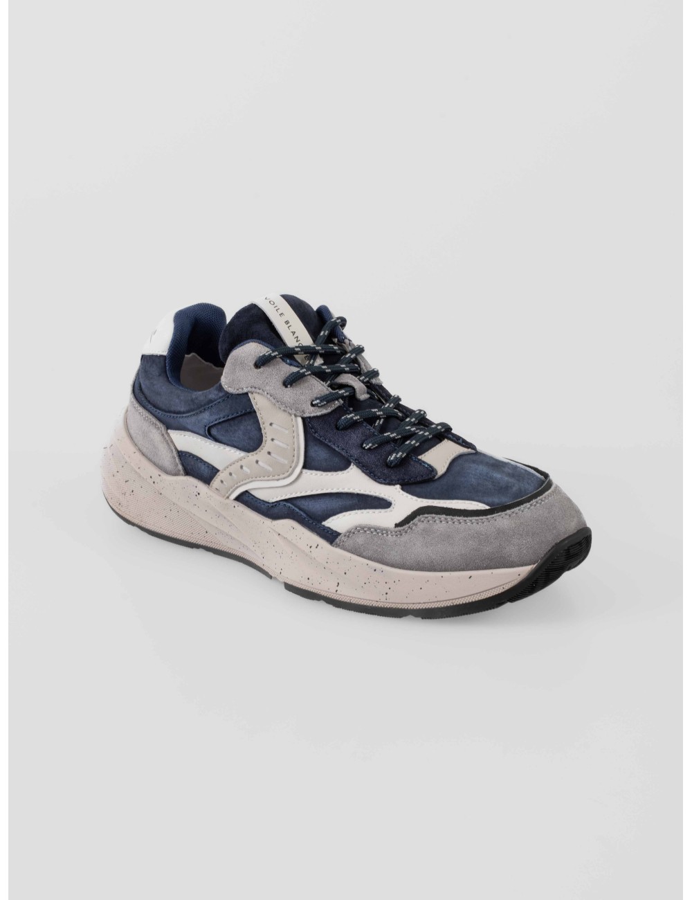 Sneaker Voile Blanche CLUB22 3B45 lead-blue para hombre en piel y textil con suela moteada robusta - MARFRANC Sneaker Voile Blanche CLUB22 3B45 lead-blue para hombre en piel y textil con suela moteada robusta - MARFRANC