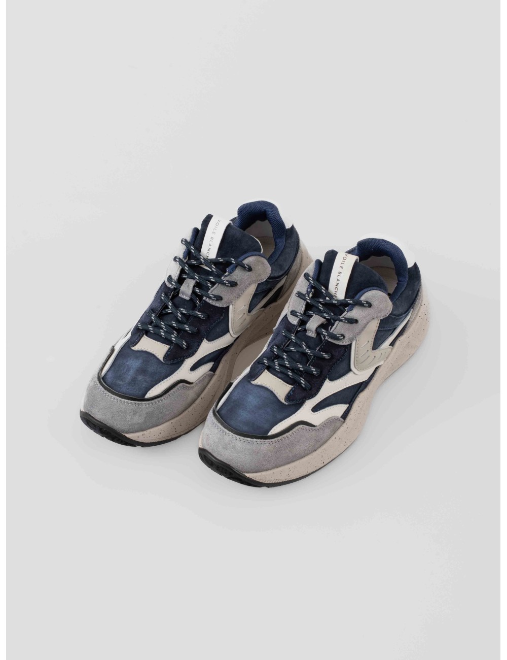 Sneaker Voile Blanche CLUB22 3B45 lead-blue para hombre en piel y textil con suela moteada robusta - MARFRANC Sneaker Voile Blanche CLUB22 3B45 lead-blue para hombre en piel y textil con suela moteada robusta - MARFRANC