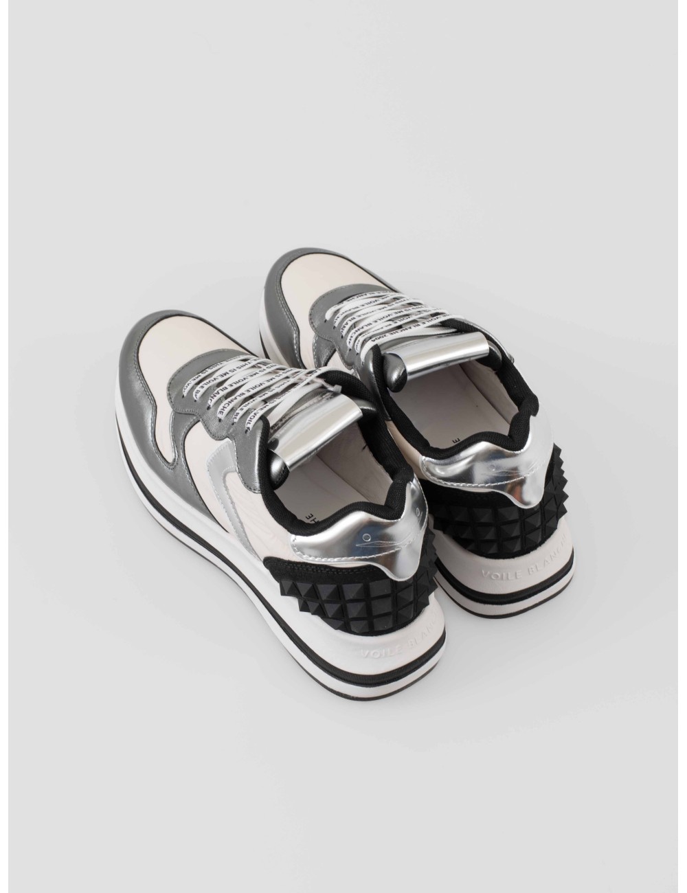 Sneaker Voile Blanche MERRY S 1Q63 pewter-white para mujer en piel metalizada y nylon con suela ultraligera - MARFRANC Sneaker Voile Blanche MERRY S 1Q63 pewter-white para mujer en piel metalizada y nylon con suela ultraligera - MARFRANC