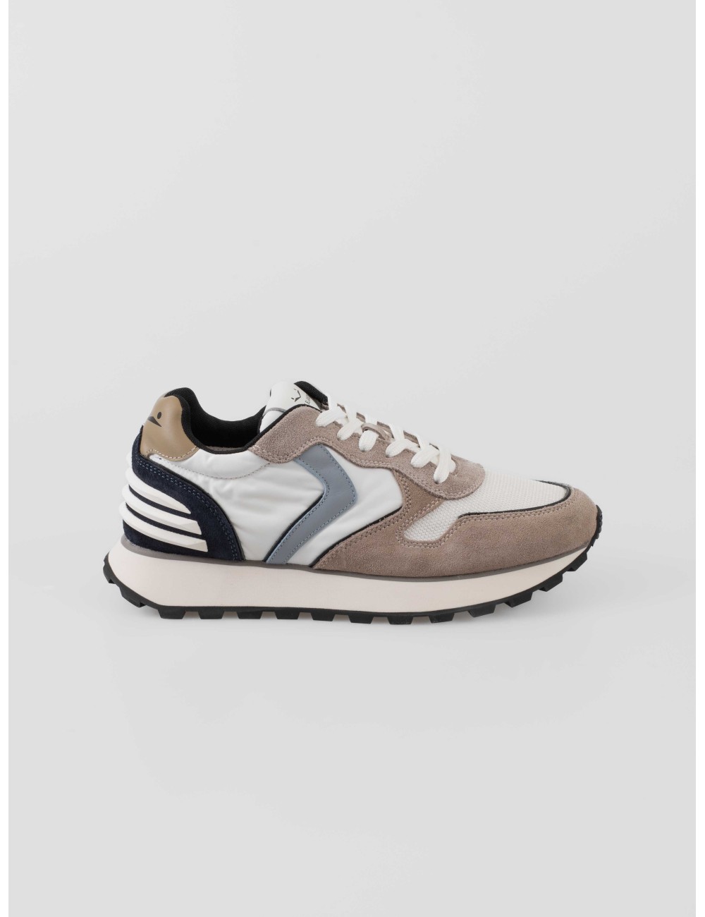 Sneaker Voile Blanche PARIS POWER M dove-white-blue para hombre en cuero, ante y nylon con suela dentada ultraligera - MARFRANC Sneaker Voile Blanche PARIS POWER M dove-white-blue para hombre en cuero, ante y nylon con suela dentada ultraligera - MARFRANC