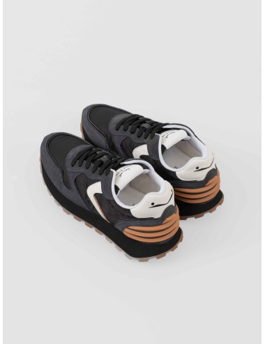 Sneaker Voile Blanche PARIS POWER M anthracite-black para hombre en ante, cuero y tejido técnico con suela dentada - MARFRANC