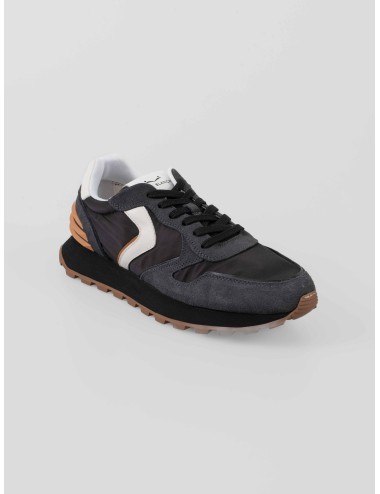 Sneaker Voile Blanche PARIS POWER M anthracite-black para hombre en ante, cuero y tejido técnico con suela dentada - MARFRANC