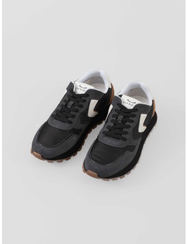 Sneaker Voile Blanche PARIS POWER M anthracite-black para hombre en ante, cuero y tejido técnico con suela dentada - MARFRANC