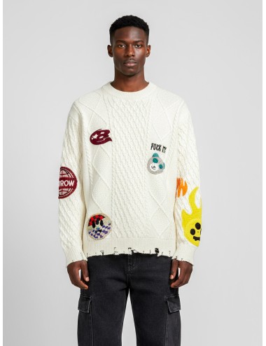 Jersey Barrow F5BWUAJP115 color crema para hombre, mezcla de lana, cuello redondo, estilo urbano grunge y elegante - MARFRANC