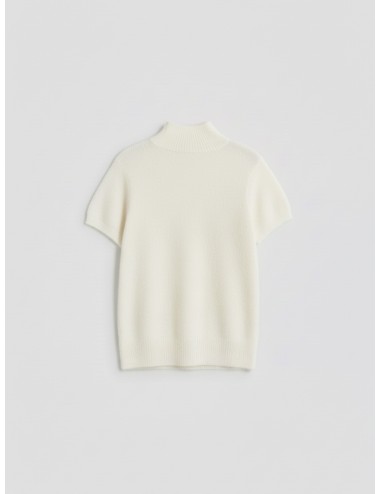 Jersey A.P.C. EDIE JUMPER off white para mujer, mezcla de alpaca y lana, cuello alto, estilo minimalista y elegante - MARFRANC