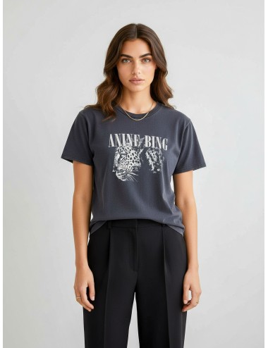 Camiseta ANINE BING COHEN TEE PARIS STENCIL negra para mujer, algodón 100%, estilo urbano contemporáneo y chic - MARFRANC
