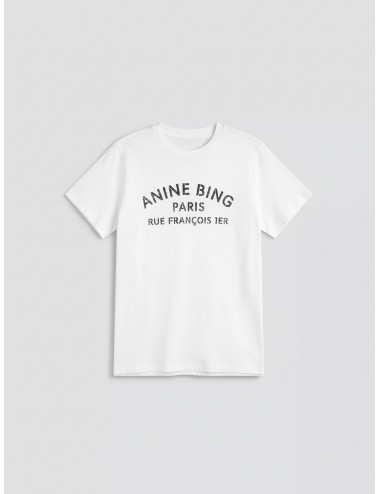 Camiseta ANINE BING COHEN TEE PARIS STENCIL blanca para mujer, algodón 100%, estilo urbano contemporáneo y chic - MARFRANC