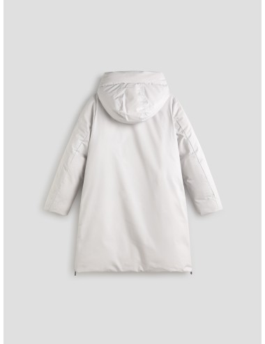 Abrigo Ecoalf Mati gris claro para mujer, 100% poliéster reciclado, corte relajado con capucha, estilo sostenible - MARFRANC