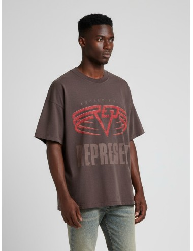 Camiseta Represent Living Legacy negra para hombre, algodón y cáñamo, reversible, estilo urbano vintage MARFRANC