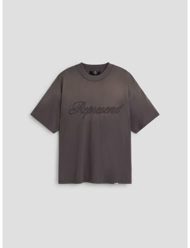 Camiseta Represent marrón para hombre, 100% algodón, logo bordado y barra metálica, estilo urbano MARFRANC