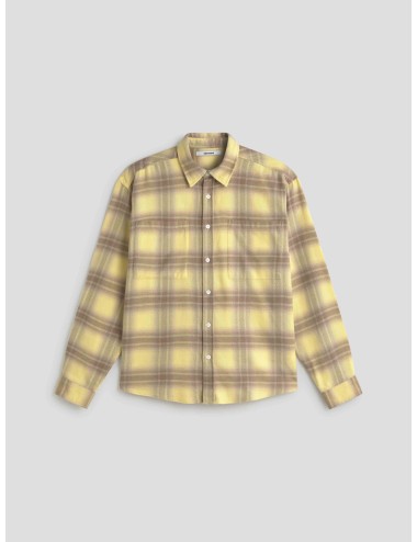 Camisa Edmmond Studios rompecabezas amarilla para hombre, franela 100% algodón, estilo casual moderno MARFRANC