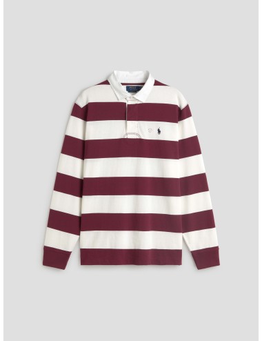 Camiseta rugby Polo Ralph Lauren roja y blanca para hombre, 100% algodón, logo bordado, estilo clásico MARFRANC