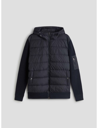 Chaqueta Herno Ribbed Merino azul para hombre, lana merino y plumón, corte regular, estilo elegante MARFRANC
