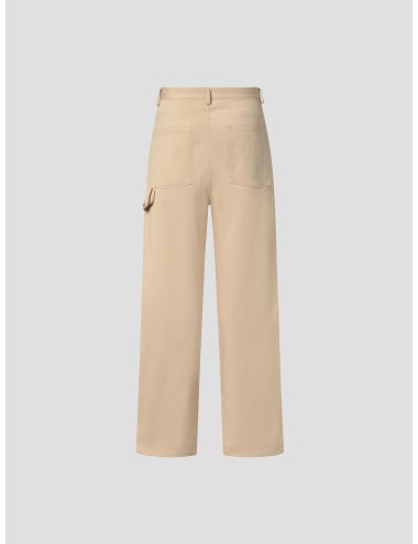 Pantalón Drôle de Monsieur baggy beige para hombre, algodón elástico, detalle carpintero Tresse, estilo urbano MARFRANC