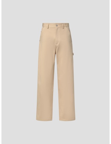 Pantalón Drôle de Monsieur baggy beige para hombre, algodón elástico, detalle carpintero Tresse, estilo urbano MARFRANC