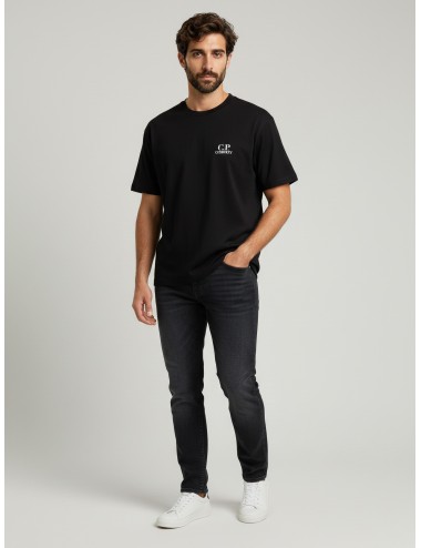 Camiseta C.P. Company negra para hombre, 100% algodón, logo serigrafiado frontal y trasero, estilo urbano MARFRANC
