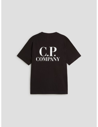 Camiseta C.P. Company negra para hombre, 100% algodón, logo serigrafiado frontal y trasero, estilo urbano MARFRANC