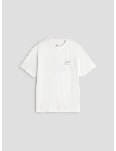 Camiseta C.P. Company blanca para hombre, 100% algodón, logo serigrafiado frontal y trasero, estilo urbano MARFRANC