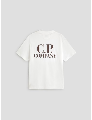 Camiseta C.P. Company blanca para hombre, 100% algodón, logo serigrafiado frontal y trasero, estilo urbano MARFRANC