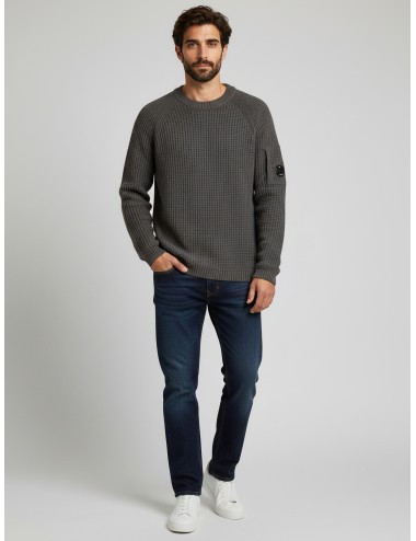 Suéter C.P. Company negro para hombre, 100% algodón, cuello redondo, detalle de lentejuela, estilo urbano MARFRANC