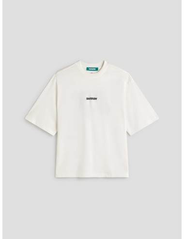 Camiseta Barrow blanca para hombre, 100% algodón, estampado negro y logo icónico, estilo urbano moderno MARFRANC