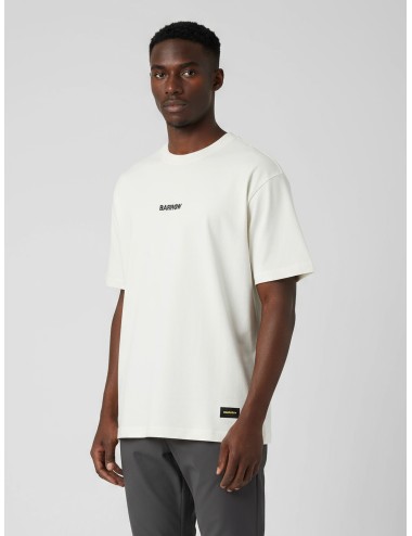 Camiseta Barrow blanca para hombre, 100% algodón, estampado negro y logo icónico, estilo urbano moderno MARFRANC