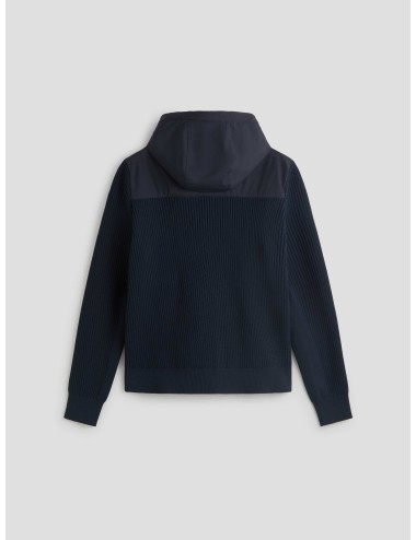 Cárdigan Parajumpers Willard navy para hombre, mezcla técnica con capucha y mangas de canalé, estilo urbano MARFRANC