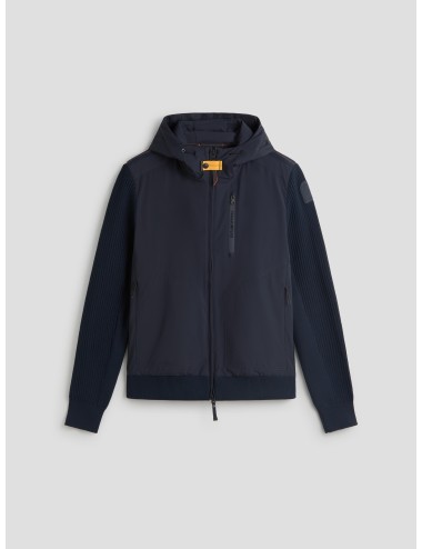 Cárdigan Parajumpers Willard navy para hombre, mezcla técnica con capucha y mangas de canalé, estilo urbano MARFRANC