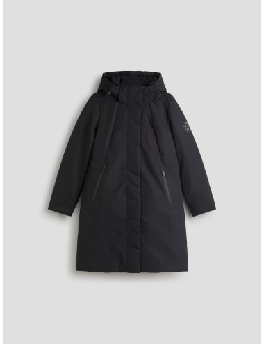 Abrigo Ecoalf Glamour negro para hombre, poliéster reciclado impermeable, capucha desmontable, estilo sostenible MARFRANC