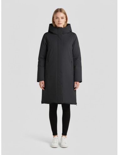 Abrigo Ecoalf Glamour negro para hombre, poliéster reciclado impermeable, capucha desmontable, estilo sostenible MARFRANC
