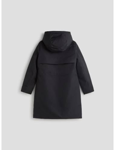 Abrigo Ecoalf Glamour negro para hombre, poliéster reciclado impermeable, capucha desmontable, estilo sostenible MARFRANC