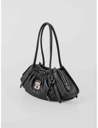 Bolso Marc Jacobs The Satchel negro para mujer en piel suave con asas largas y cierre metálico frontal - MARFRANC