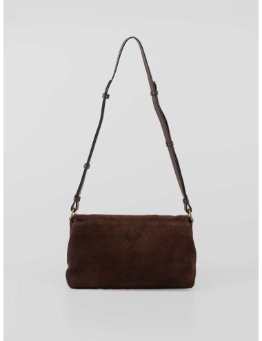 Bolso Zadig & Voltaire Rock II Suede en ante color wood con cadena dorada y logo de alas, disponible en MARFRANC