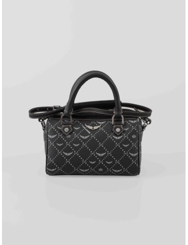 Bolso XS Sunny Vibe Monogram negro de Zadig & Voltaire para mujer, con estampado monograma de alas y correa ajustable - MARFRANC