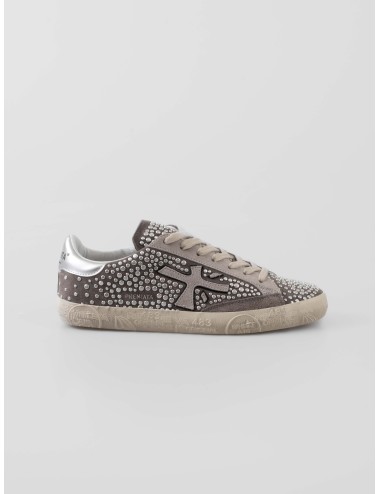 Zapatillas Premiata Stevend mujer gris con cristales y talón metalizado disponibles en MARFRANC