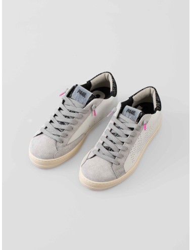 Zapatillas P448 John mujer blancas con ante gris y talón glitter negro disponibles en MARFRANC