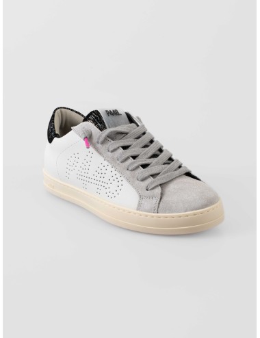 Zapatillas P448 John mujer blancas con ante gris y talón glitter negro disponibles en MARFRANC