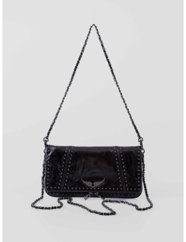 Bolso negro de charol Zadig&Voltaire Rock Vintage Patent Studs con tachuelas para mujer, disponible en MARFRANC.