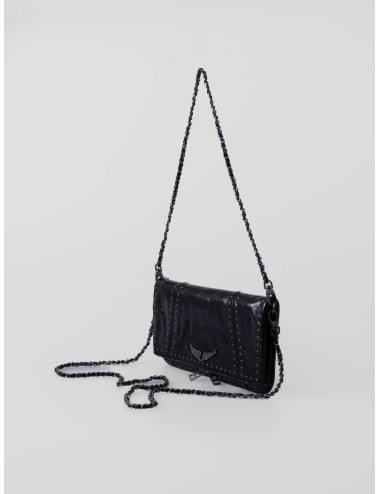 Bolso negro de charol Zadig&Voltaire Rock Vintage Patent Studs con tachuelas para mujer, disponible en MARFRANC.