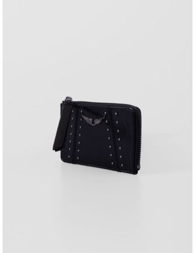 Monedero negro Zadig&Voltaire ZV Card Vintage Patent Studs con tachuelas para mujer, disponible en MARFRANC.