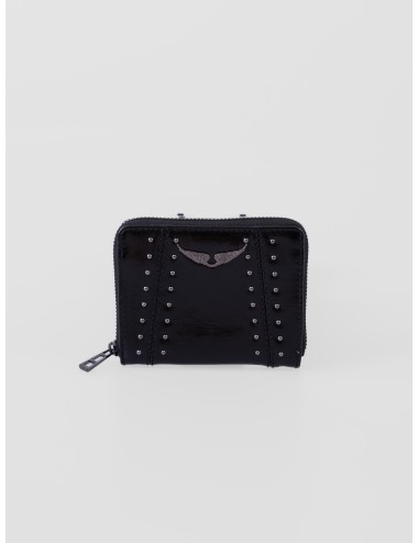 Cartera mini negra Zadig&Voltaire Mini ZV Vintage Patent Studs con tachuelas para mujer, disponible en MARFRANC.