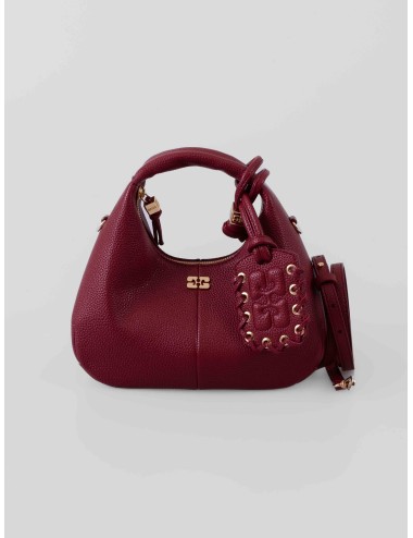 Bolso hobo GANNI B2070141 en piel color Red Dahlia con detalles trenzados, para mujer, disponible en MARFRANC.