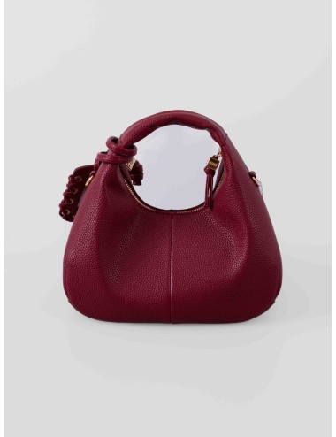 Bolso hobo GANNI B2070141 en piel color Red Dahlia con detalles trenzados, para mujer, disponible en MARFRANC.