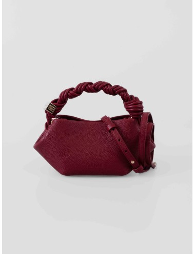 Bolso mini GANNI B2100146 en piel color Red Dahlia con asa trenzada y correa ajustable para mujer disponible en MARFRANC.