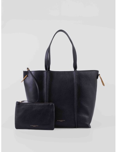 Bolso tote Gianni Chiarini ZAHARA en piel granulada color negro para mujer con asas largas y bolsillo interior extraíble