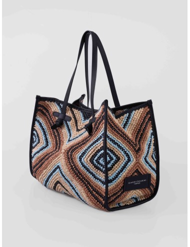 Bolso tote Gianni Chiarini MARCELLA en tejido trenzado multicolor Nero para mujer con asas largas y bolso interior extraíble