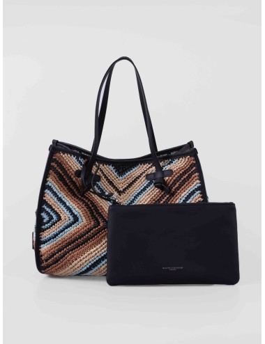 Bolso tote Gianni Chiarini MARCELLA en tejido trenzado multicolor Nero para mujer con asas largas y bolso interior extraíble