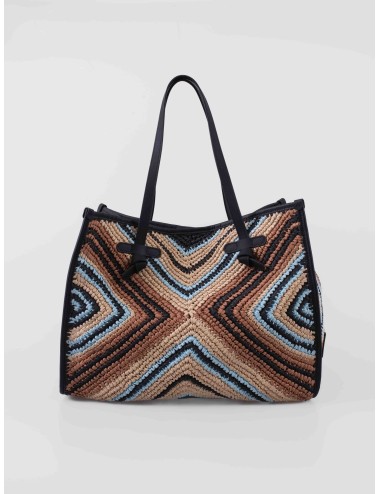 Bolso tote Gianni Chiarini MARCELLA en tejido trenzado multicolor Nero para mujer con asas largas y bolso interior extraíble